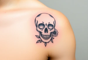 Masculine sugar skull with diamonds and daisy tattoo idea