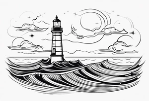 Leuchtturm 
Seil Bild 
Feuer 
Welle 
Schiff tattoo idea
