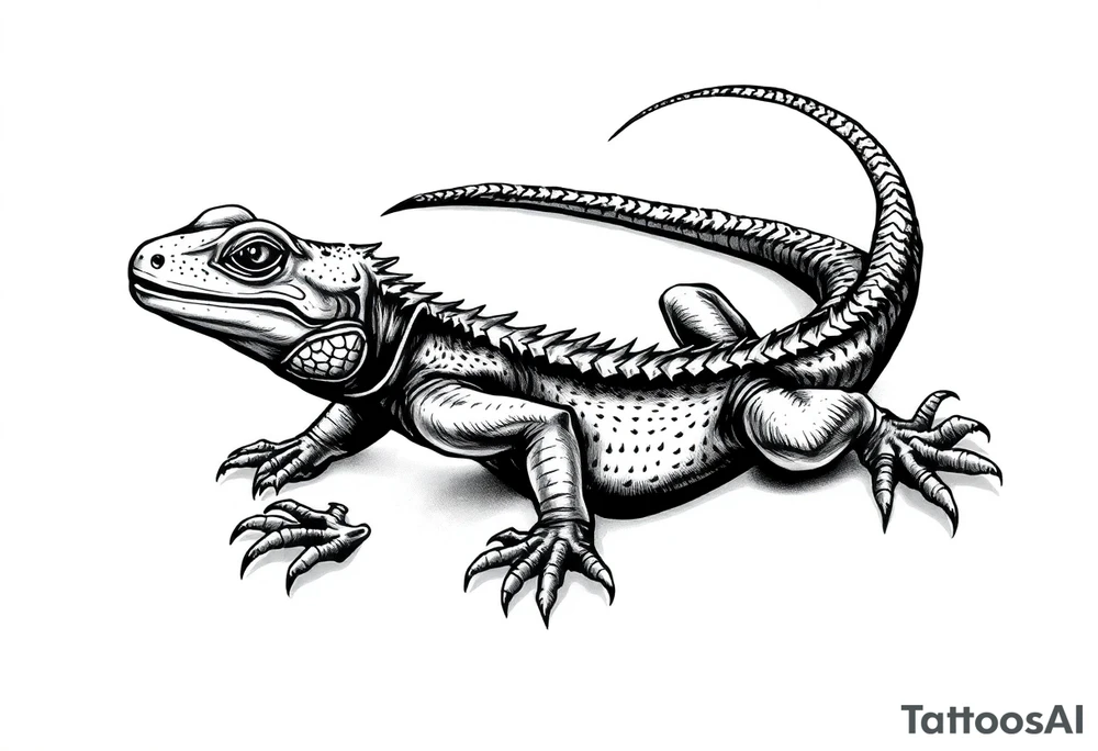 Old school style black lizard tattoo idea