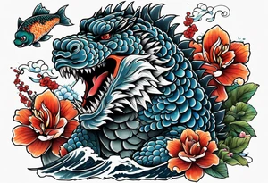 Godzilla and a Koi fish tattoo idea