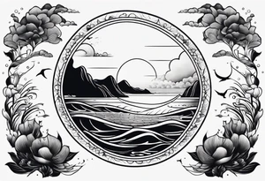 I want a tattoo of the ocean in a simple circle which is minimalistic tattoo idea
