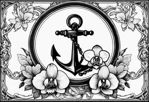 An anchor and orchids tattoo idea