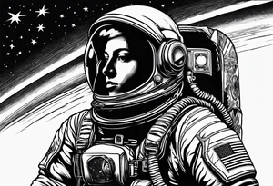 Astronaut wearing peace glag tattoo idea