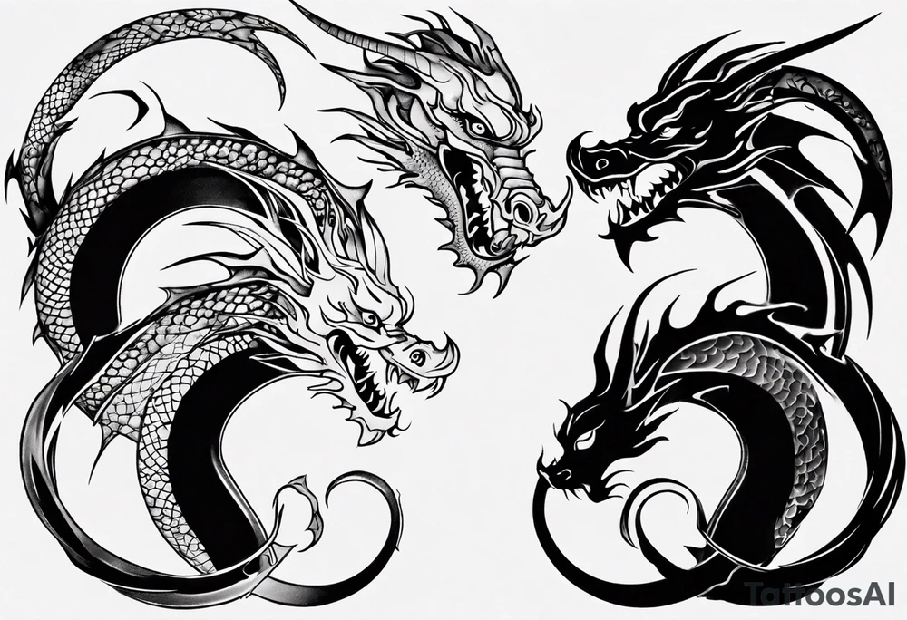 asymmetrical yin yang dragon tattoo idea