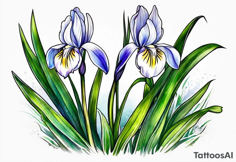 snowdrop flower and iris flower tattoo idea