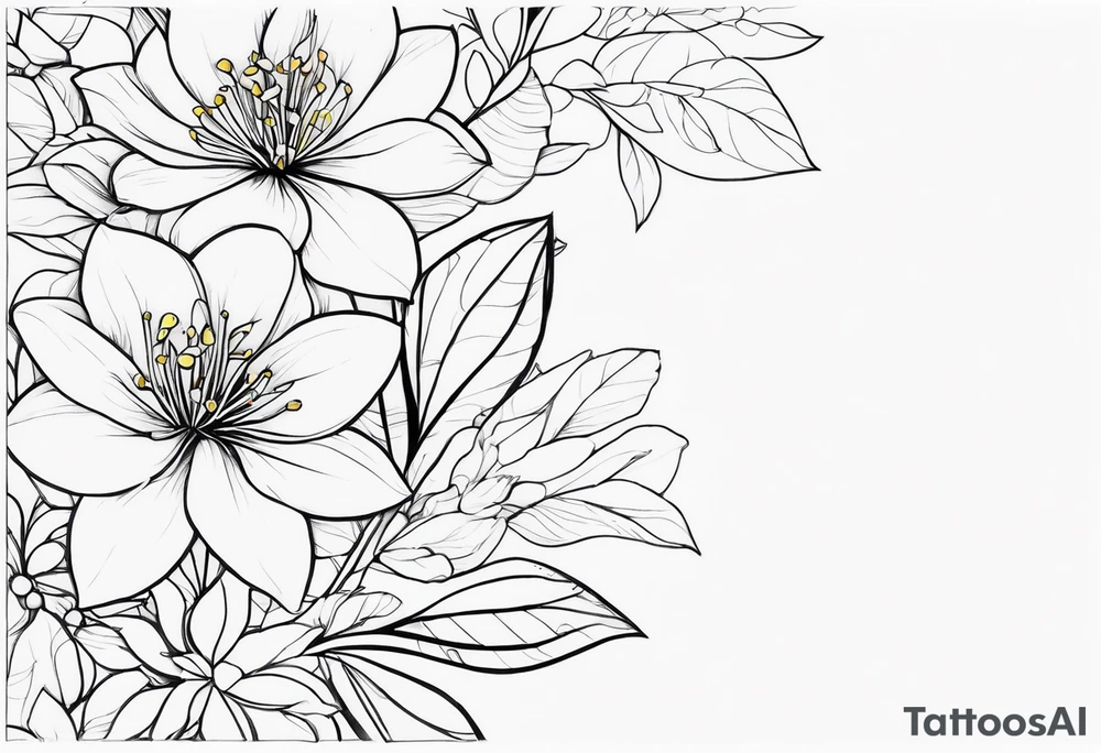 Shoulder and collarbone tattoo of a vibe of night-blooming Jasmine. The tattoo should be scary. tattoo idea
