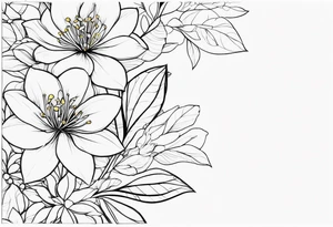 Shoulder and collarbone tattoo of a vibe of night-blooming Jasmine. The tattoo should be scary. tattoo idea