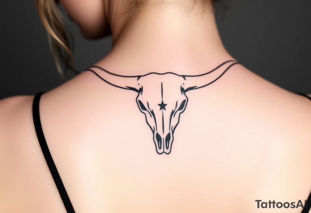 Longhorn skull with Texas flag tattoo idea