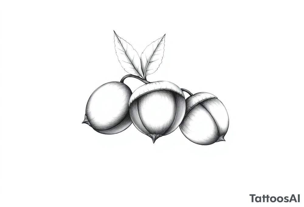 Three haselnuts with one leave tattoo idea