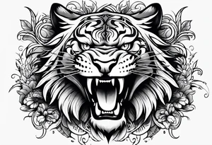 big cat roaring tattoo idea