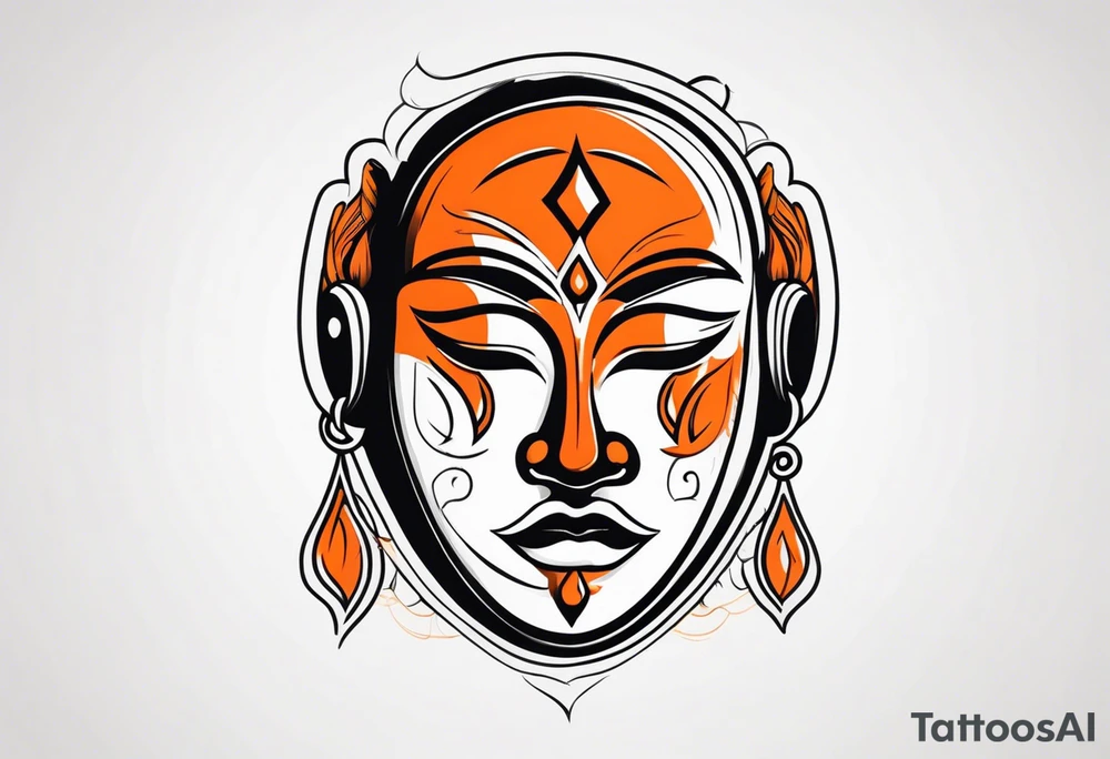 Crying mask that is orange and black tattoo idea