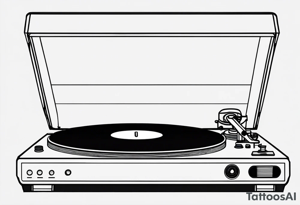 A recordplayer fineline minimalistic outline only tattoo idea A recordplayer fineline minimalistic outline only tattoo idea