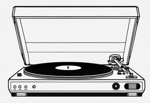 A recordplayer fineline minimalistic outline only tattoo idea