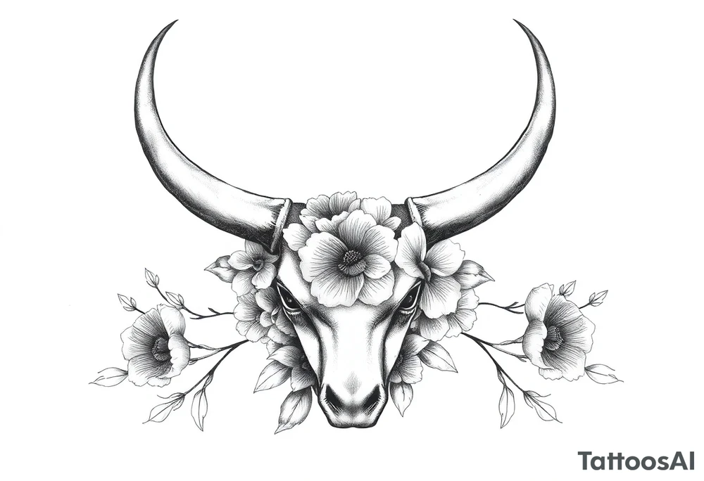 Just bull horns 
with flowers tattoo idea