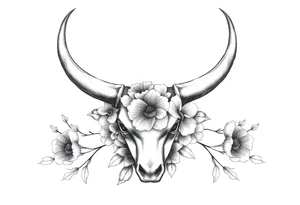 Just bull horns 
with flowers tattoo idea