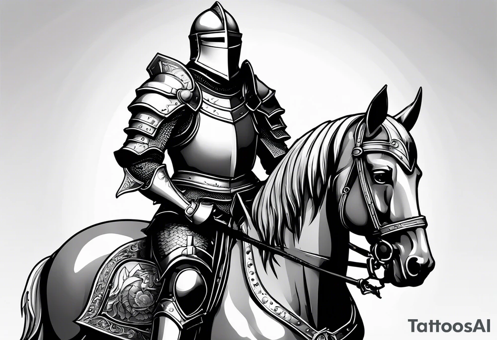 knight in heavy armor full body with clock tattoo idea