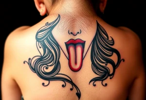 Sensual Woman with her mouth open and tongue sticking out as if drooling tattoo idea