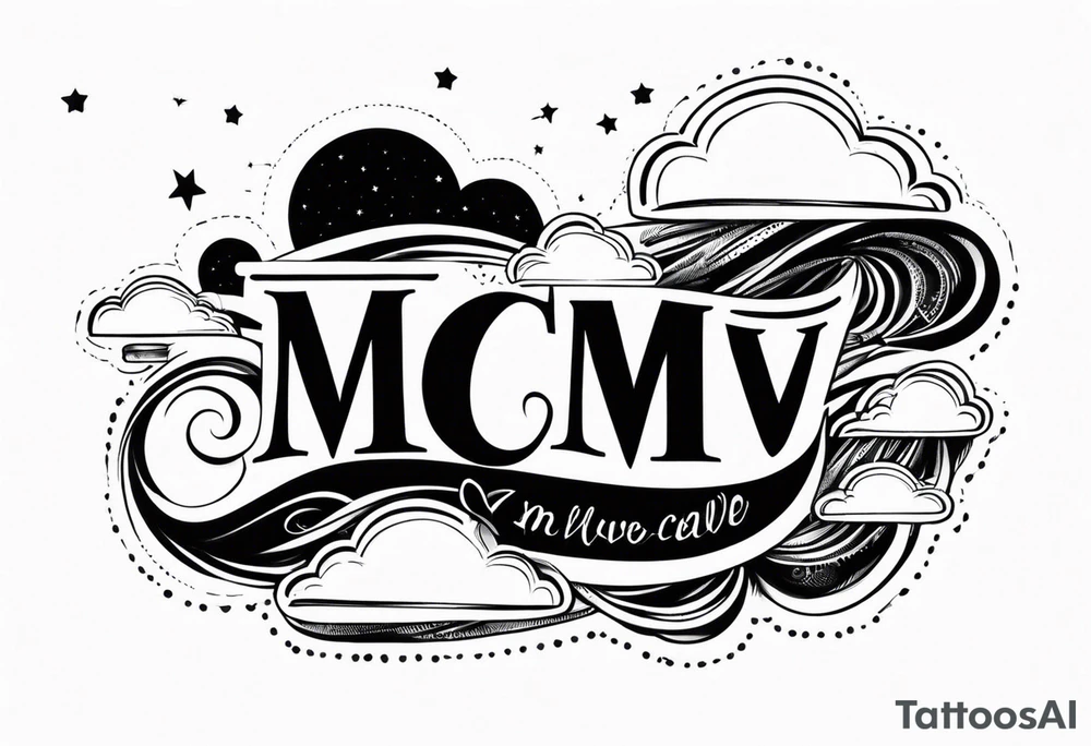 mcmliv with clouds ba rove and stars tattoo idea