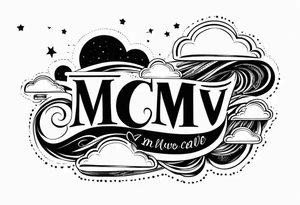 mcmliv with clouds ba rove and stars tattoo idea