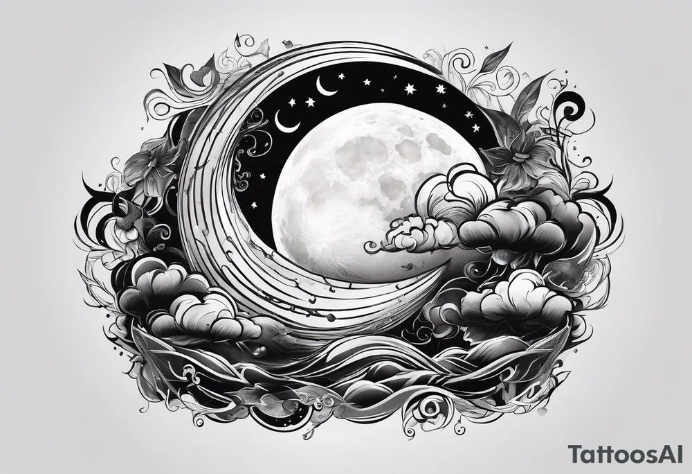 Moon blowing smoke tattoo idea
