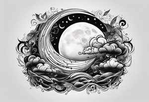 Moon blowing smoke tattoo idea