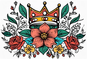 chrisitan
old school vintage simple traditional design 
vintage flowers surrounding crown


bold color simple tattoo idea