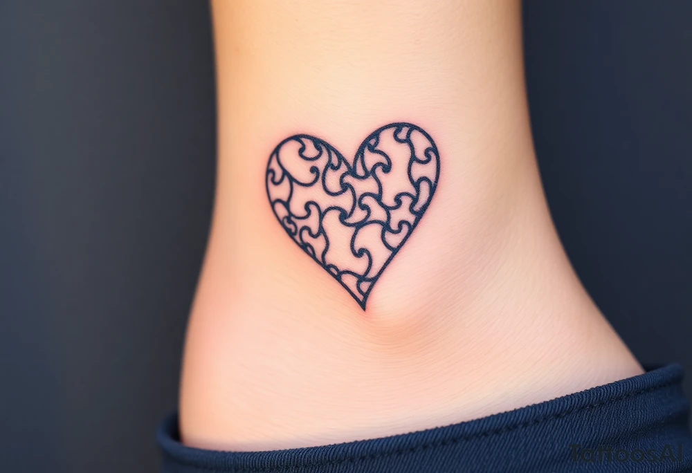 autism heart puzzle shape symbol tattoo idea