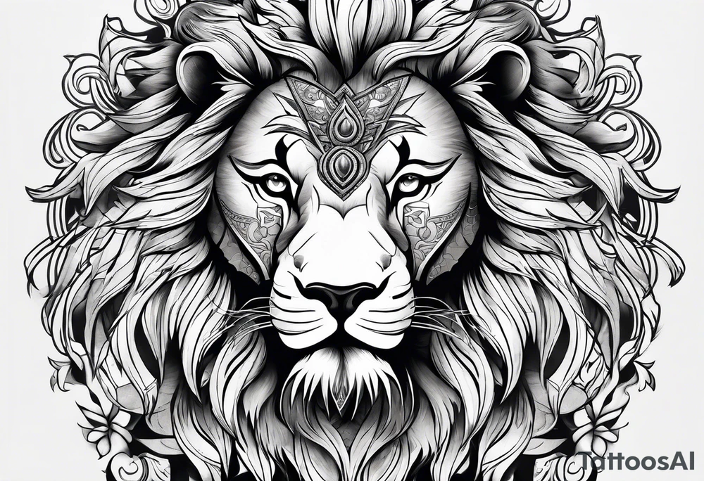 lion mongolian tattoo idea