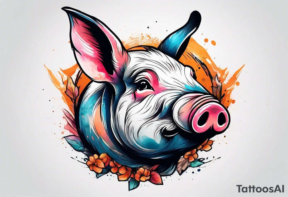 A pig that looks like a rabbit tattoo idea