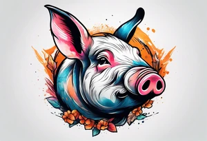 A pig that looks like a rabbit tattoo idea