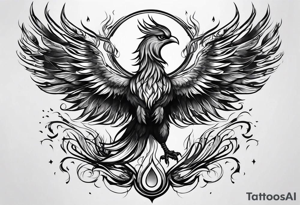 phoenix coming from flames tattoo idea