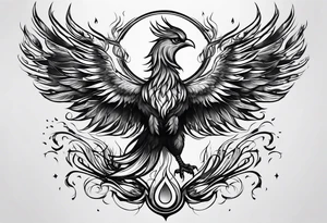phoenix coming from flames tattoo idea