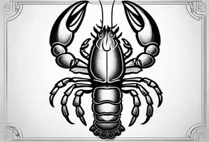 Shadow stencil of a lobster with claws tattoo idea