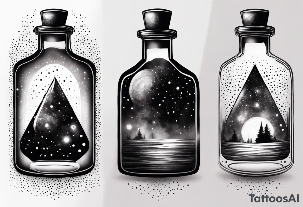 Potion bottle with the galaxy inside tattoo idea