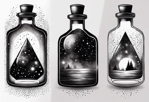 Potion bottle with the galaxy inside tattoo idea