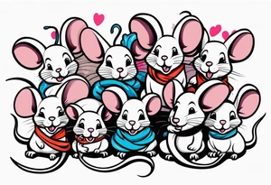 A collection of rats or mice whose tails are intertwined and bound together in some way. tattoo idea