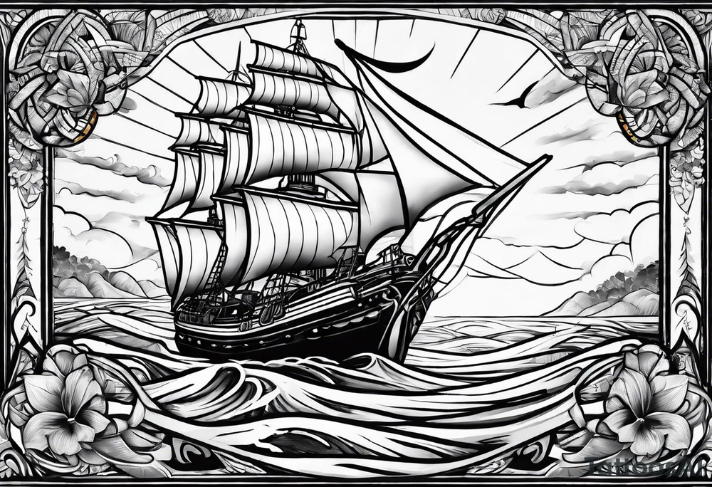 sailing into paradise tattoo idea