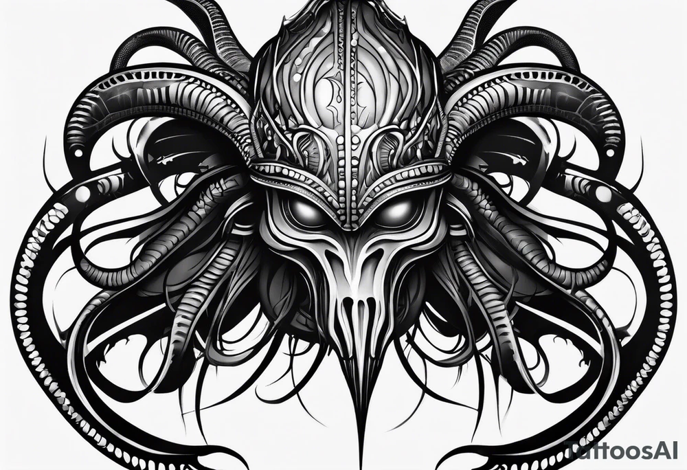A minimalistic mascot in the style of Giger tattoo idea