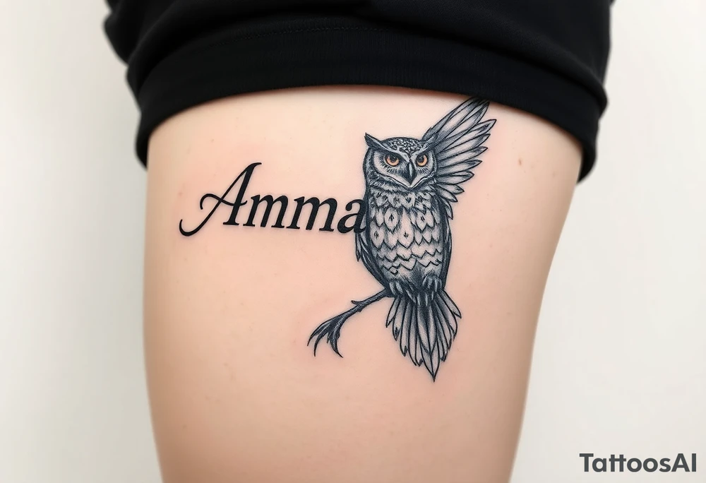 Amanda name deathly hallows and owl tattoo idea