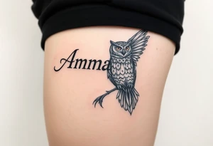 Amanda name deathly hallows and owl tattoo idea