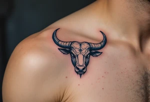In the indigo sky, the silver horns of Taurus reach toward its star constellation with earthy determination. tattoo idea