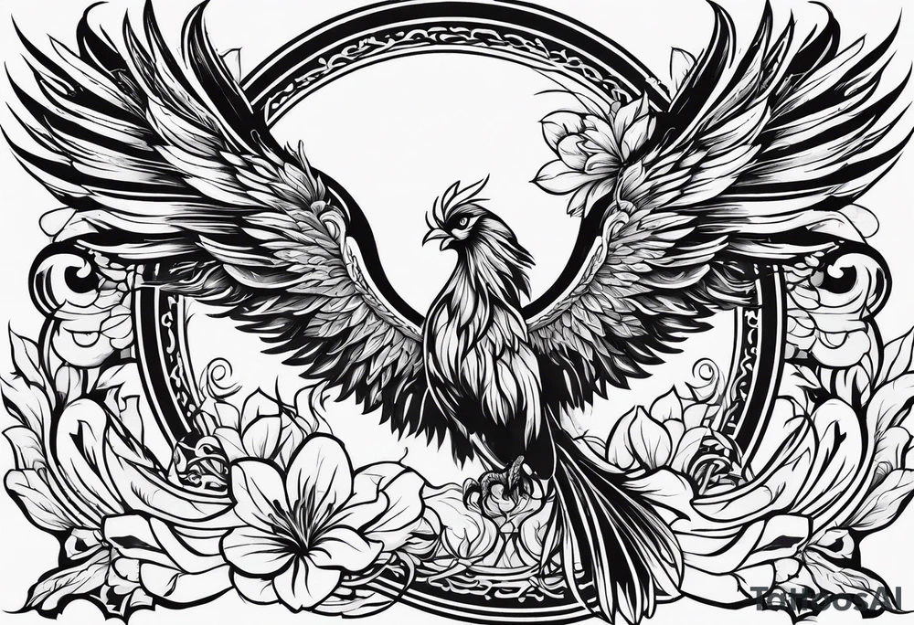 Phoenix flower tattoo idea