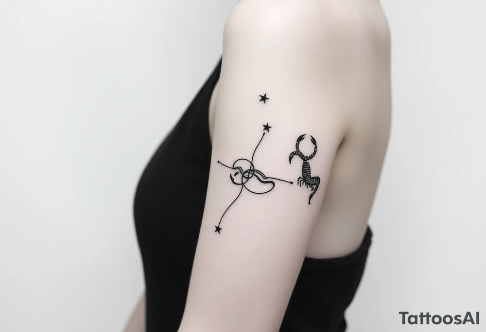 Stars constellation tattoo with libra, cancer, Taurus, 2 scorpio and capricorn tattoo idea