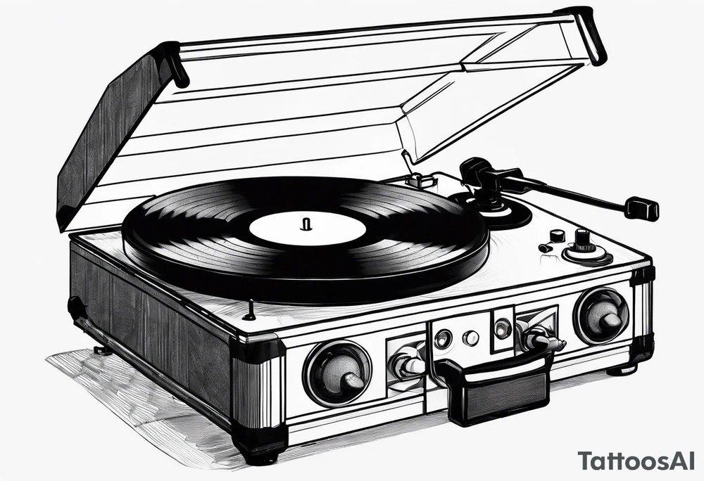 Recordplayer finline art minimalistic tattoo idea