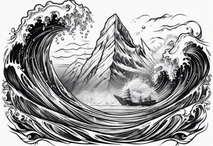 ice berg from underwater with a scubadiver swimming below it tattoo idea