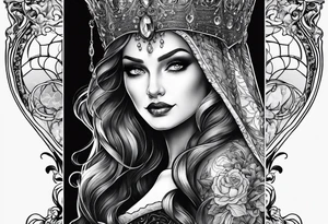 full arm sleeve very dark with Elphaba and Glinda tattoo idea