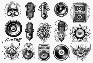 speaker, staff, dj, forearm tattoo idea