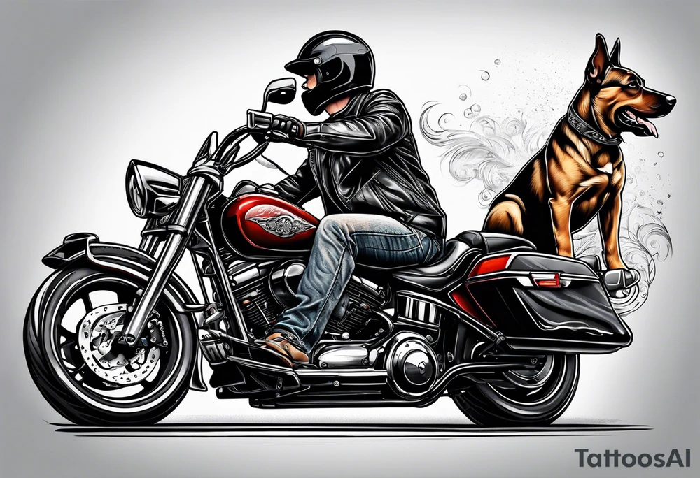 Motorcycle Rider with a puppy dog look tattoo idea