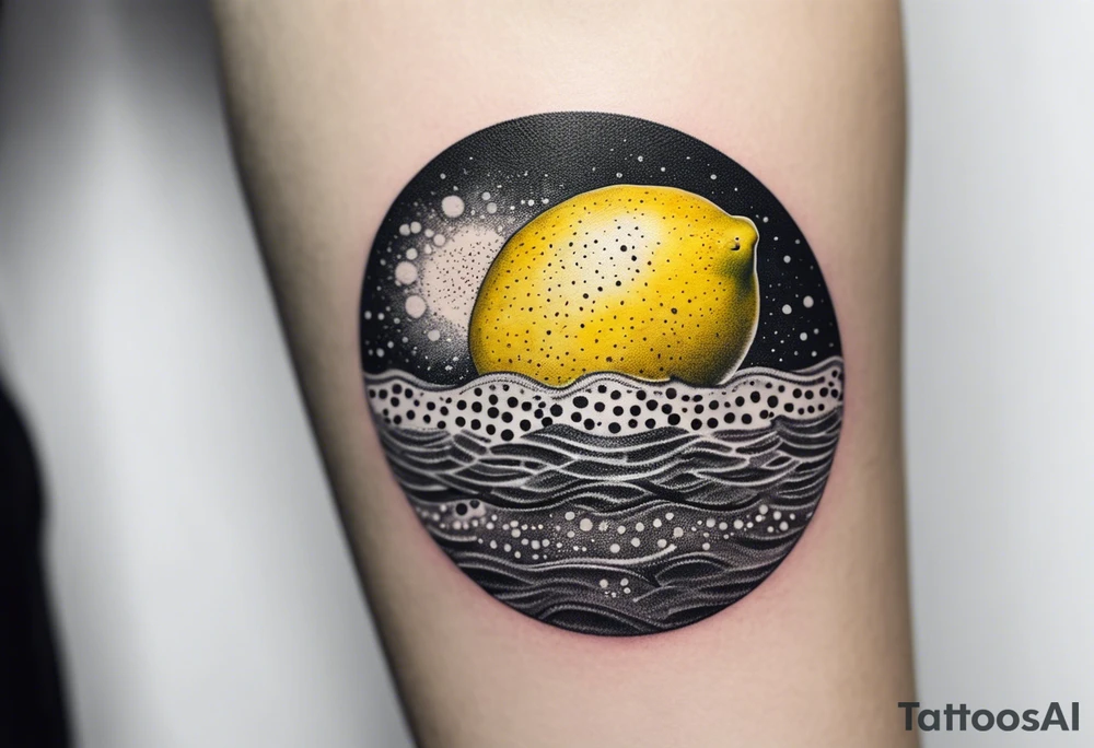 A lemon floats on the ocean tattoo idea