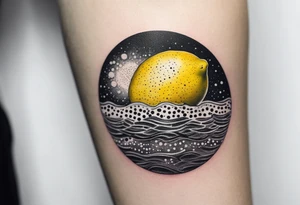 A lemon floats on the ocean tattoo idea